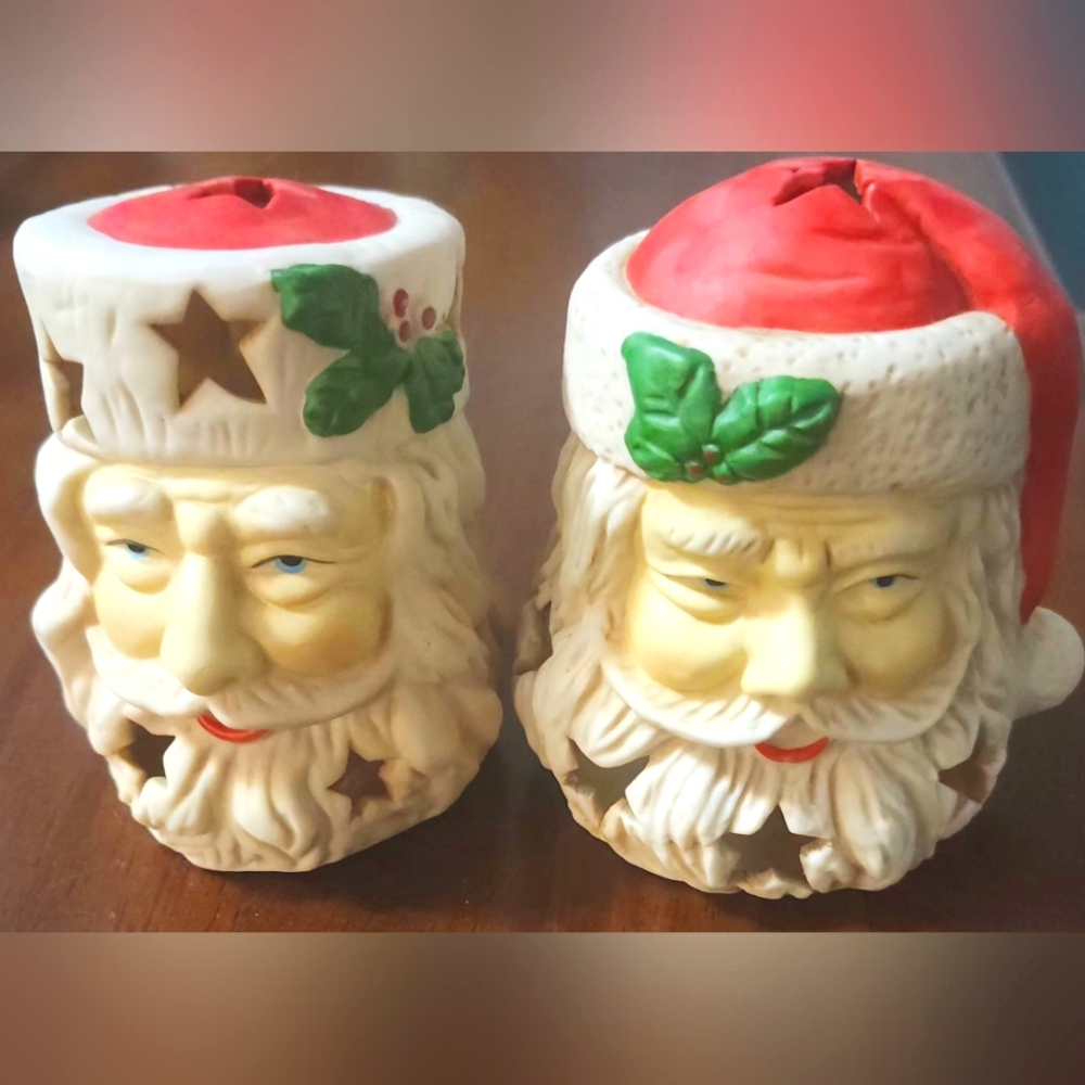 Vintage Santa Claus Tea Light Candle Holders